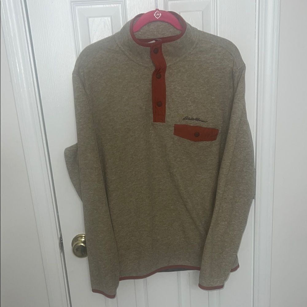Eddie Bauer Men's Tan and Red pullover